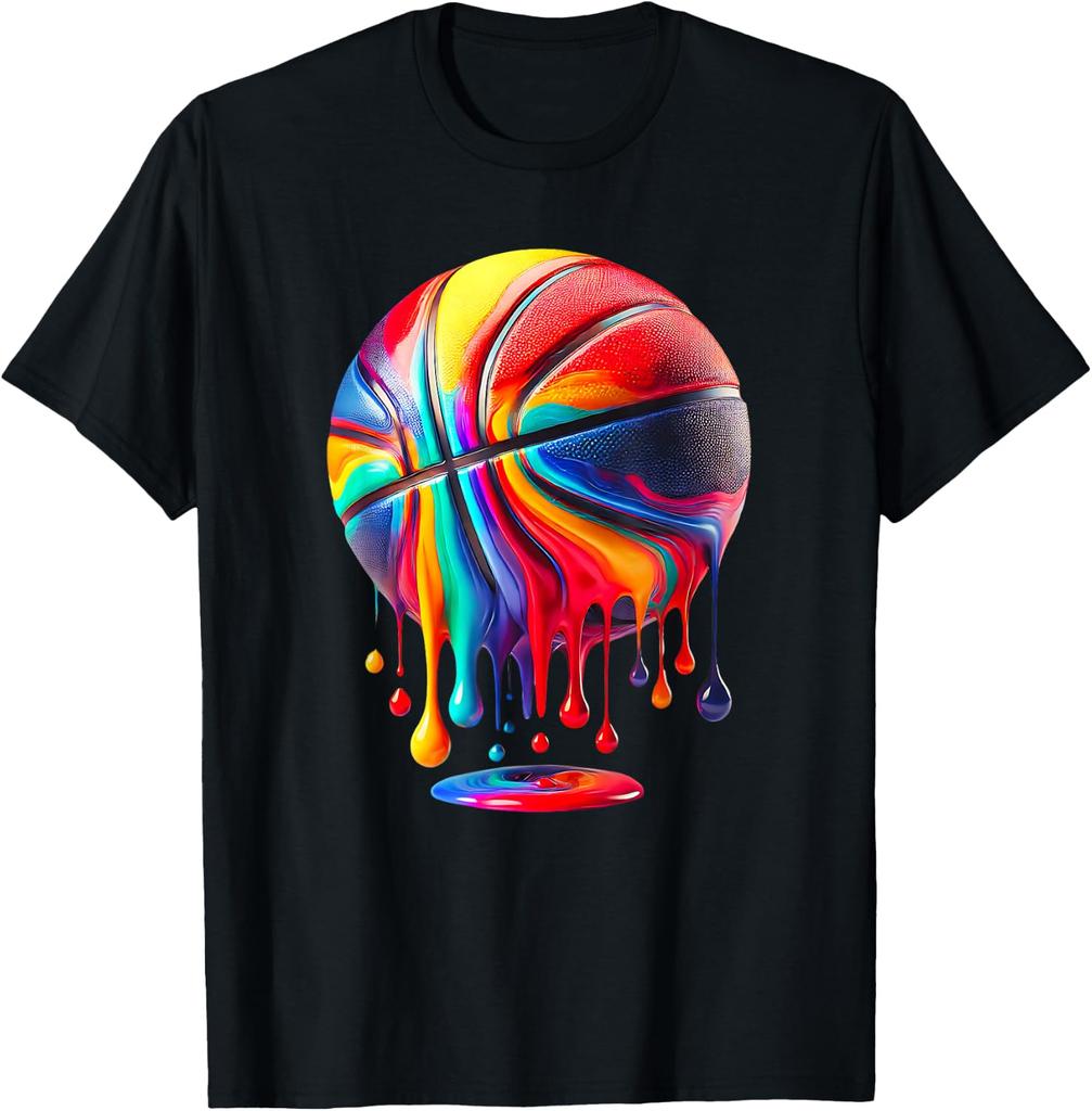 Melting Paint Basketball Graphic T-shirt