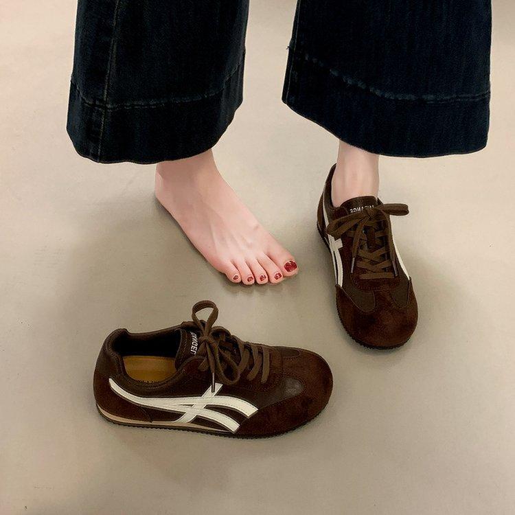 Cowhide Version! Red German Training Shoes Women's 2025 New Autumn Popular Versatile Forrest Gump Shoes Sports and Leisure Board Shoes