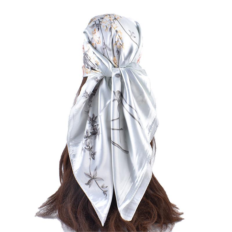 90 cm Stort Firkantet Skjerf For Vår- Og Sommermote, Allsidig Og Stilig, Trykt Silkeskjerf For Kvinners Dekorasjon, Kombinert Med Sjal-skjerf