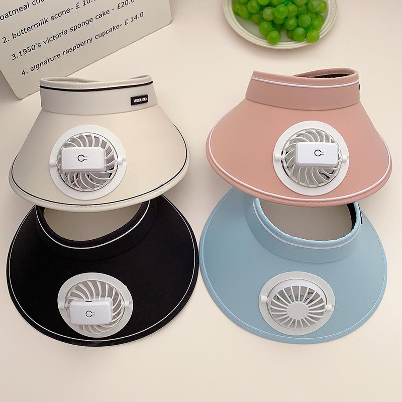 Wide Brim Outdoor Summer Sun Protection Hat with USB Fan Cooling Cap for Hiking Camping
