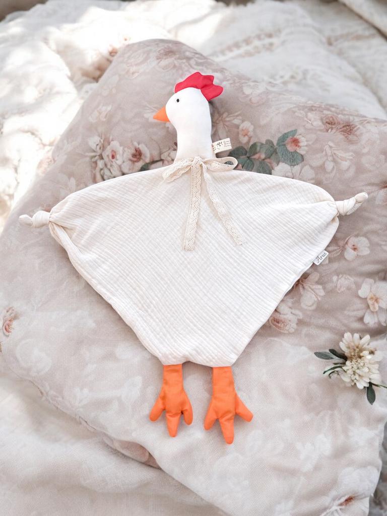 Handmade muslin cuddly toy HEN LATTE