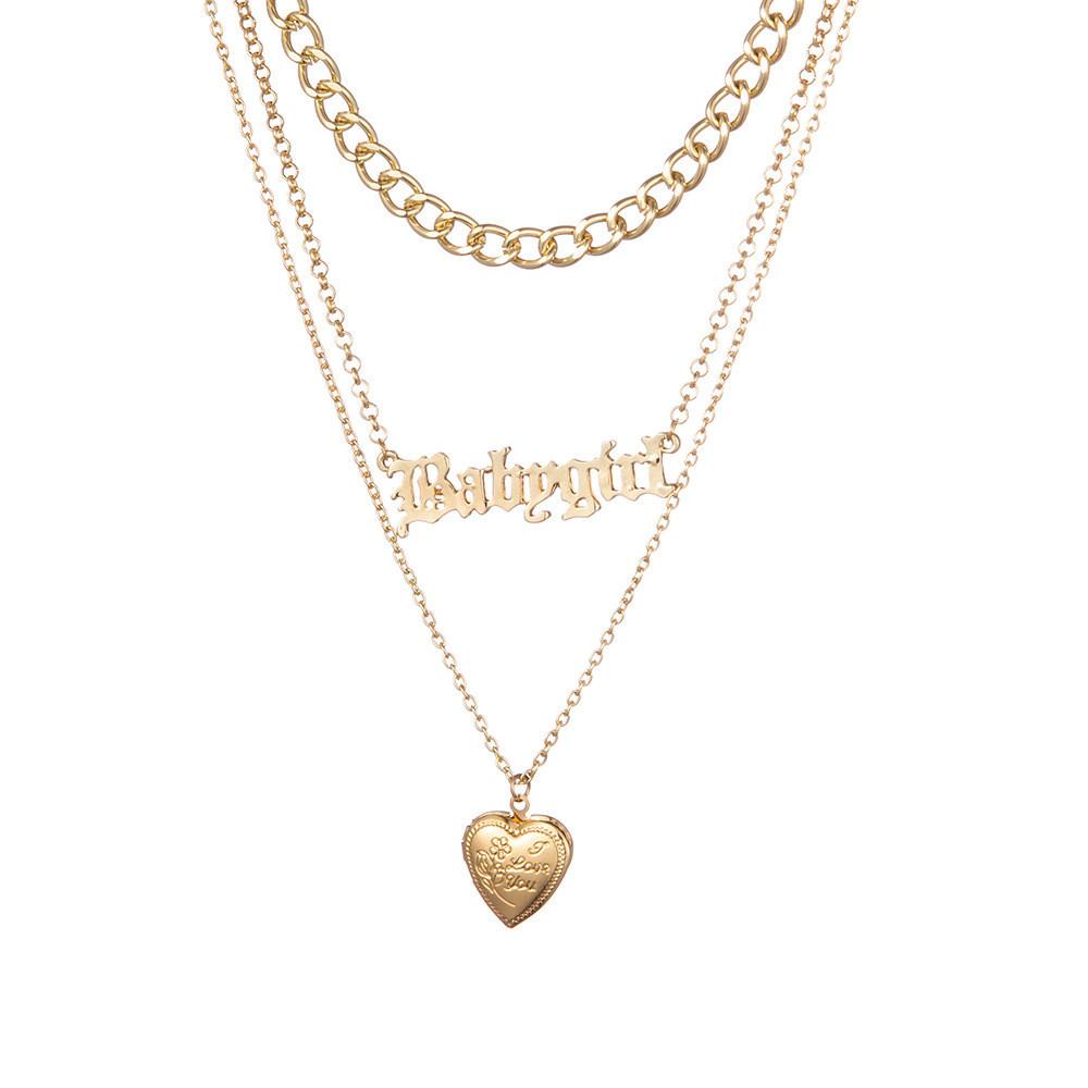 Elegant Multi-layer Heart Shaped Letter Necklace For Women With Unique Style