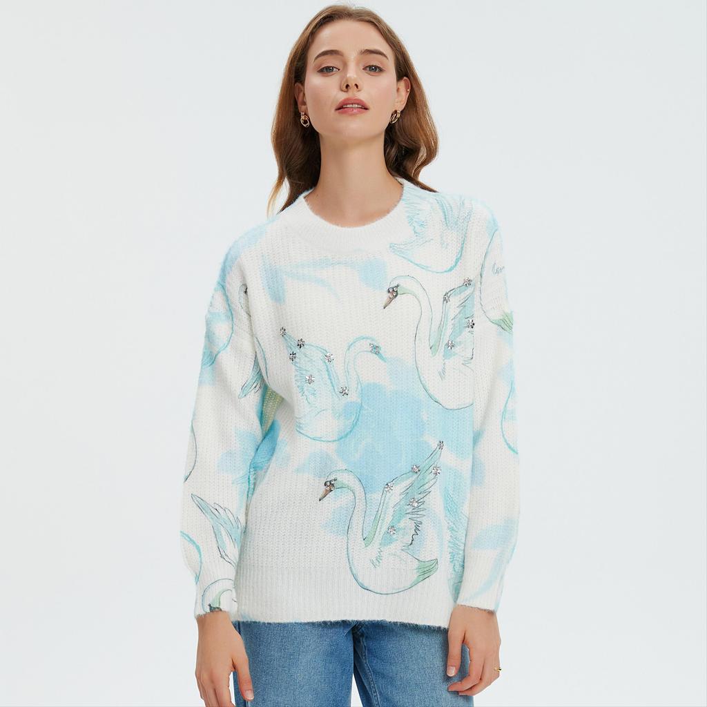 DIMANAF 2025 Women Colorful Sweaters Knitting Basic Fashion O-Neck Style Loose Pullover Sweater