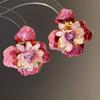 Iron Cloth Exaggerated Ear Pendant Oil Drip Floral Ear Studs Colorful Flower Earrings  Vacation