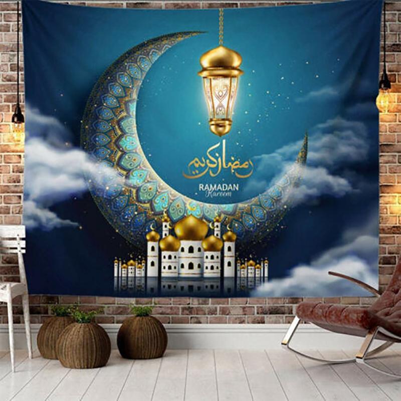 Eid Mubarak Decor Wall Hanging Tapestry Moon Star Muslim Festival Ramadan Decor Backdrop Banner Decor