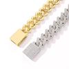 European-American Bestseller: 20mm Three-Row Zircon Cuban Chain, Real Gold Plated, Full Diamond Hip Hop Necklace