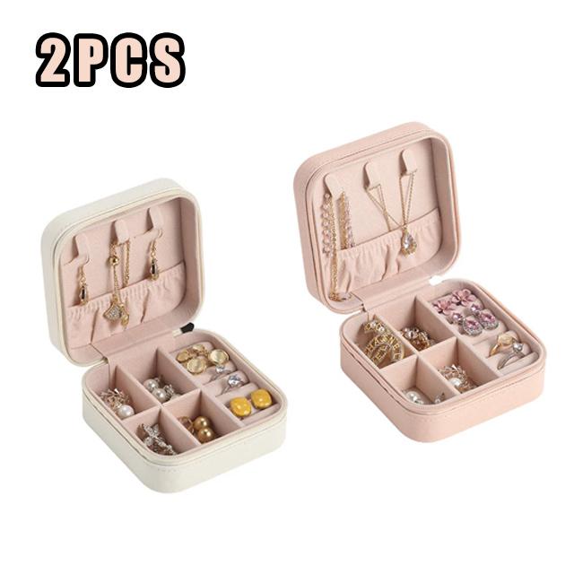 Portable Mini Jewelry Storage Box Travel Organizer Jewelry Case Leather Storage Earrings Necklace Ring Jewelry Organizer Display