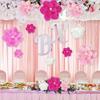 5Pcs Center Decoration Paper Flowers Pink 3D Wall Decoration  Party Decoration