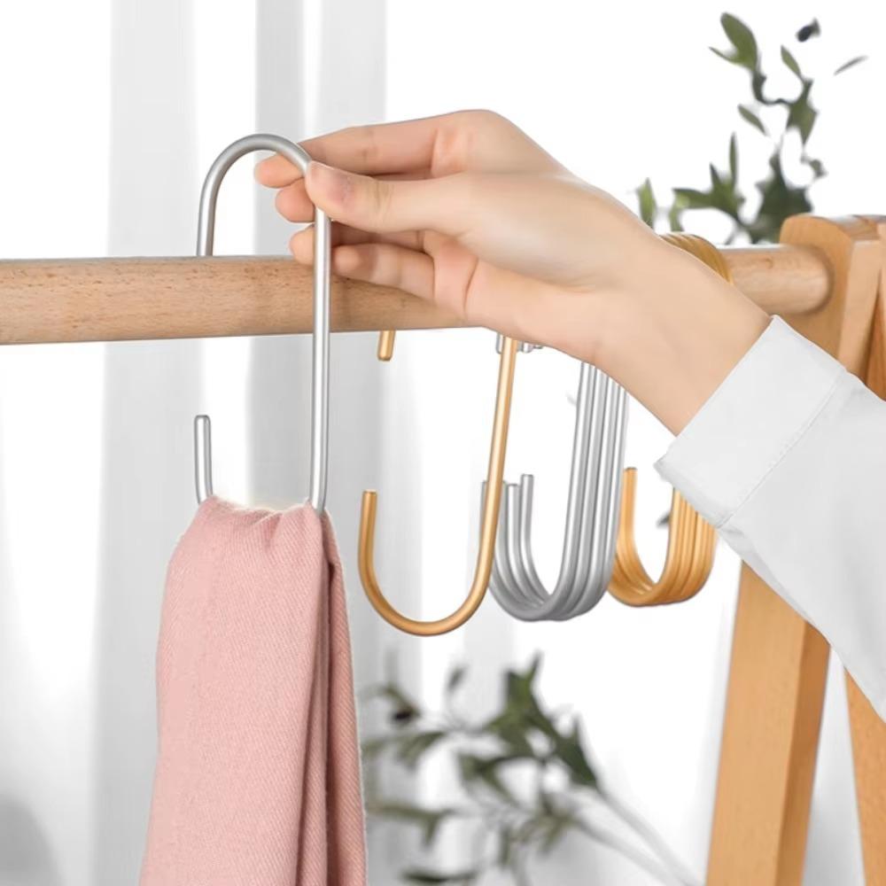 5pcs Aluminium Alloy Clasp Holder Hooks Multifunction Clothes Bag Hanger  Closet Organizer
