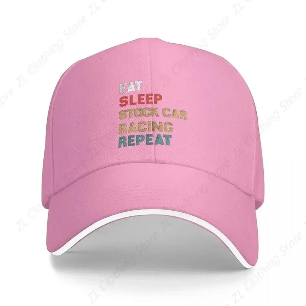 Eat Sleep Stock Car Racing Repeat Funny Player Gift Baseball Cap Fluffy Hat Sunhat Womens Beach Visor Unisexs