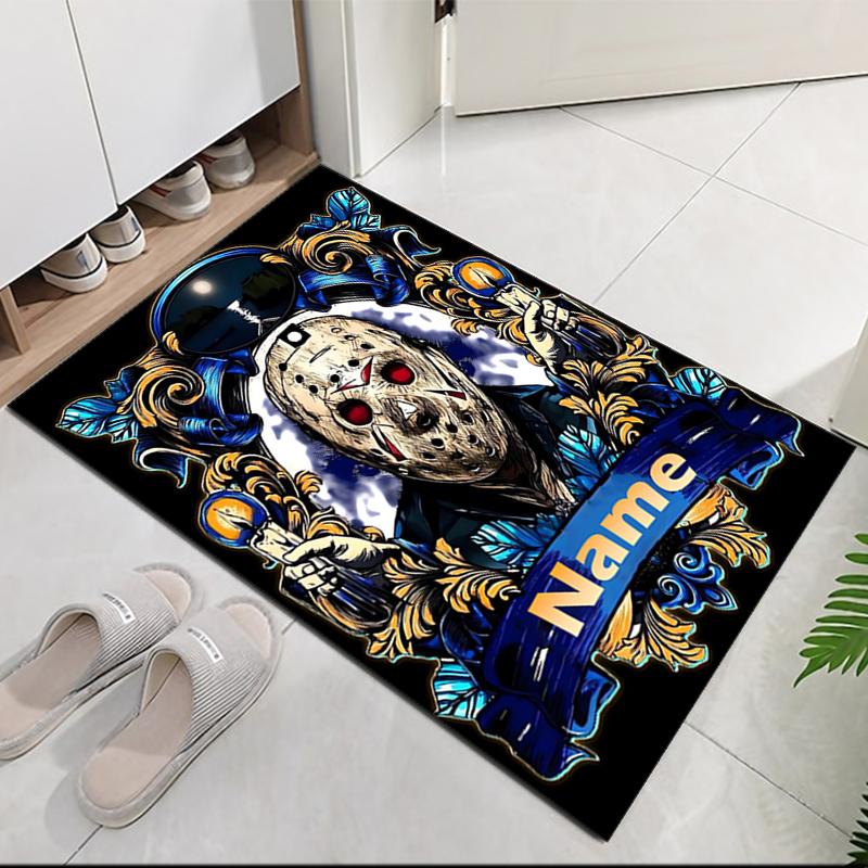 Custom Name Friday the 13th Printed Carpet, for Office Chair Living Room Bedroom Kitchen Room Decor Gifts.