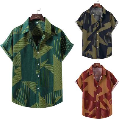 Mens Hawaiian Floral Short Sleeve Casual Shirts Loose Tops Tee Shirt
