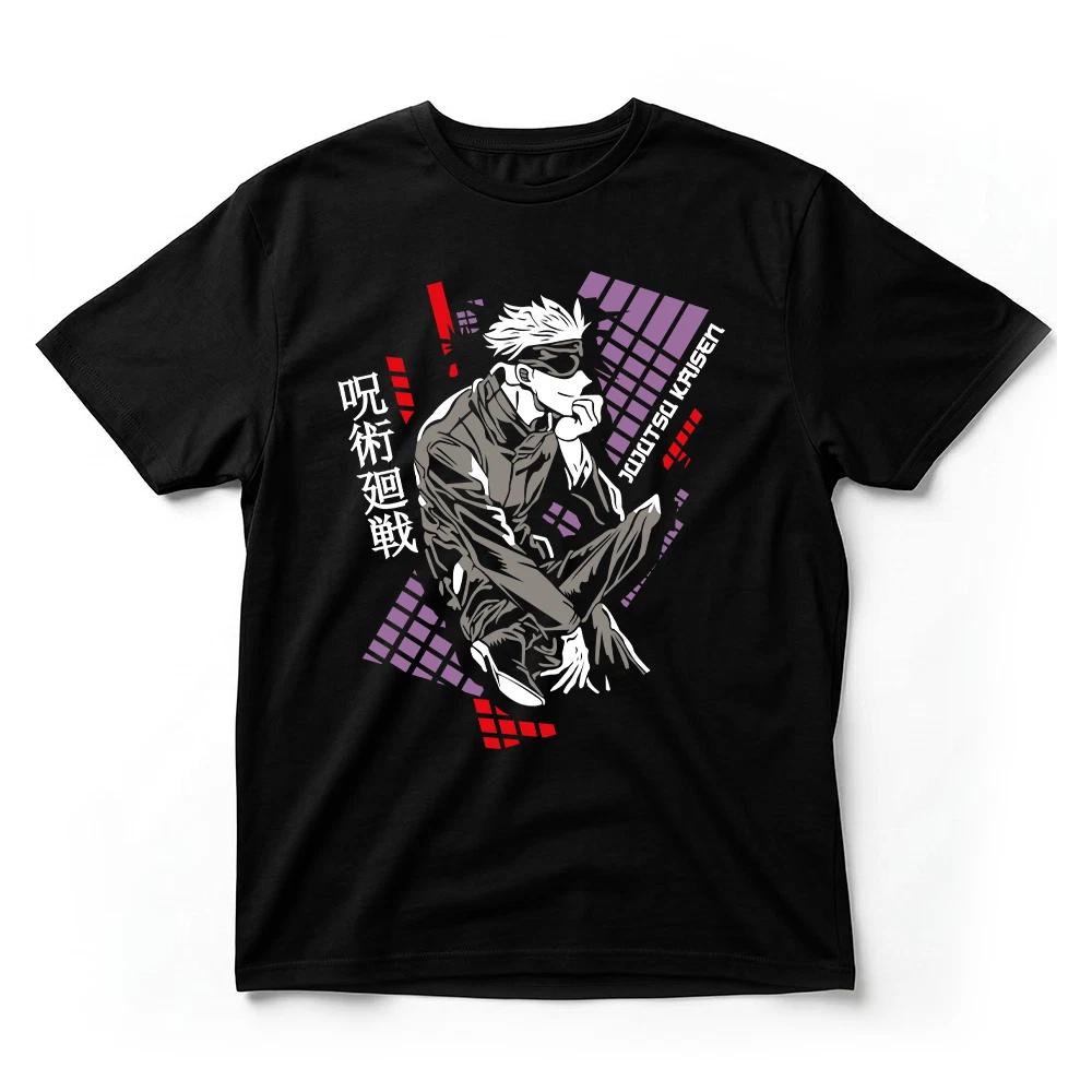 Jujutsu Kaisen Gojo Satoru Geometric TShirt Purple Red Anime Graphic Tee Black S