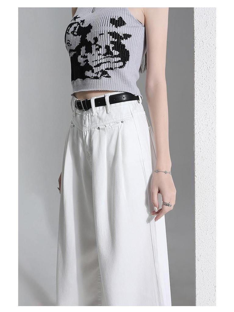Damen Weiße Tencel High-Waist Wide-Leg Jeans - Sommer 2024 Kollektion