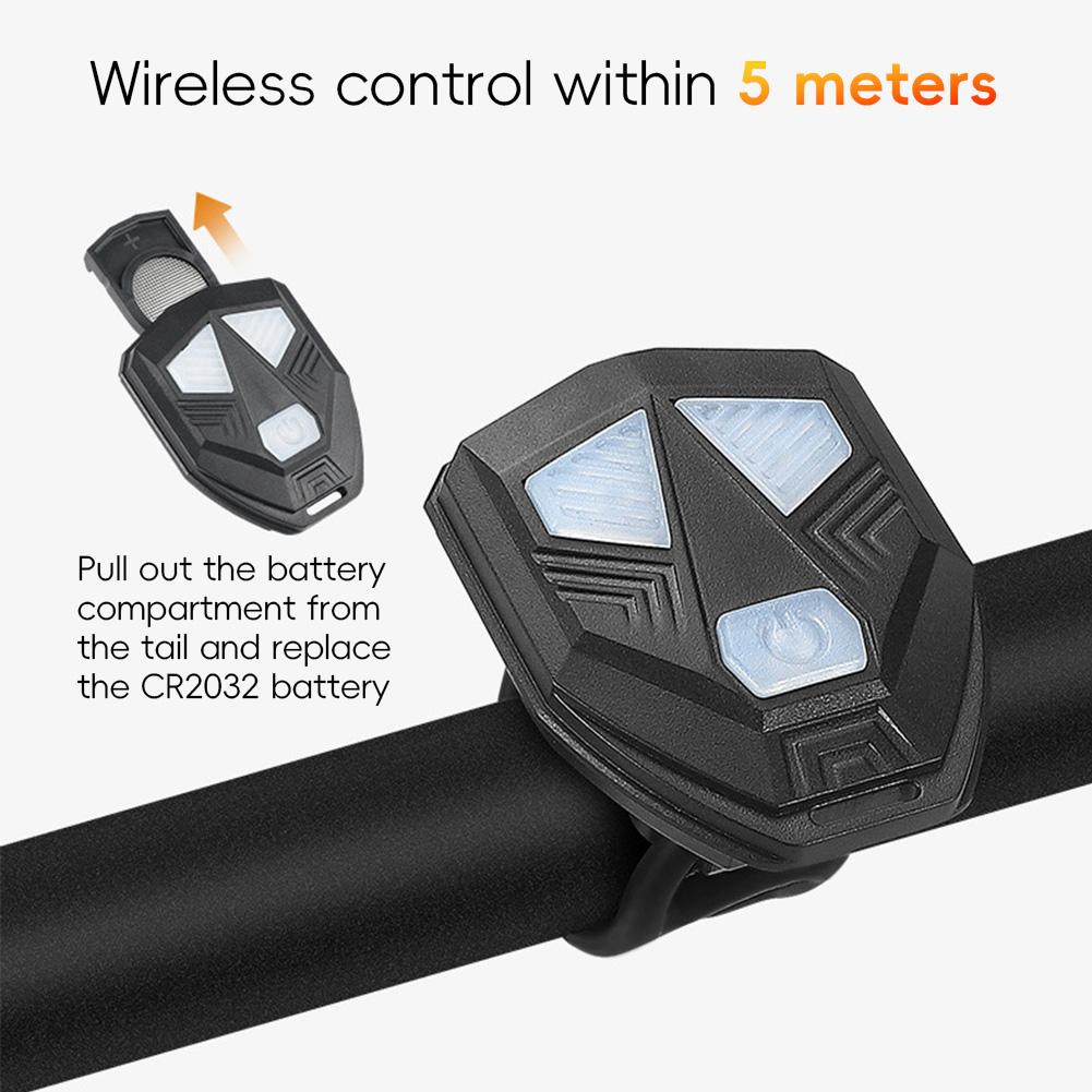 Rechargeable Warning Bike Lights with Turn Signals Cycling Back Light Wireless Remote Control Bike Rear Light for Night Riding