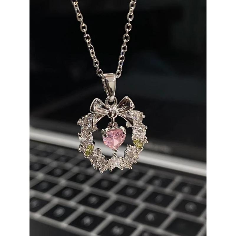 Love garland bow necklace female collarbone chain niche design sense Christmas student girlfriend love