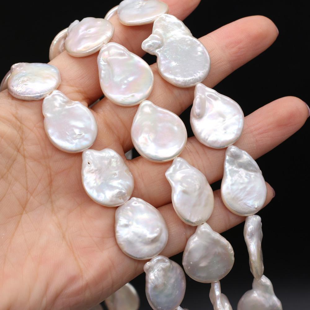 1String, Irregular Baroque Pearls, White Natural Freshwater Pearl Beads, 16×22–17×25 mm, for DIY Necklace Bracelet Accessories, Jewelry Making, 36cm
