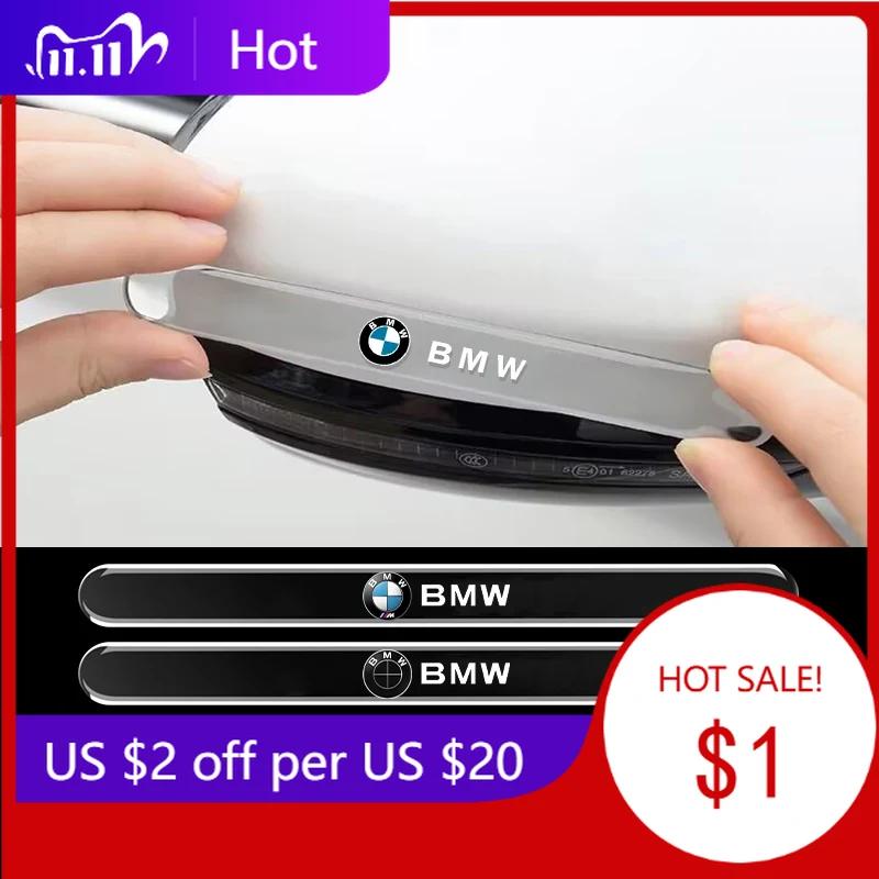 LJFJN1 4pcs Car Door Edge Protection Strips Anti Scratch Rearview Mirror Anti-collision Sticker For BMW 50th M X1 X3 X5 X6 X7 E30 E90