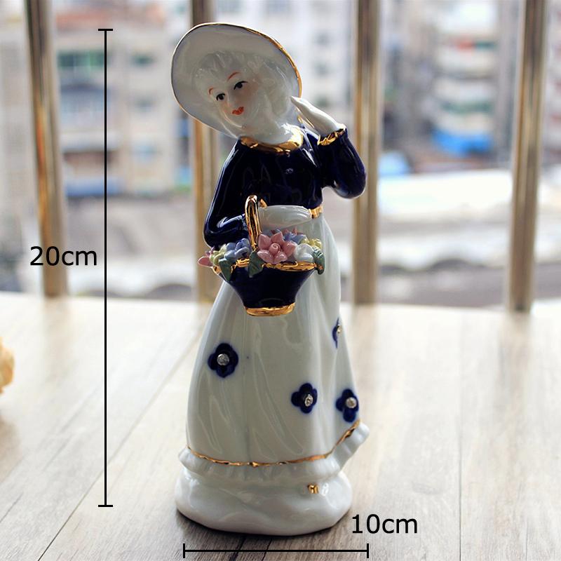 Flower Basket Girl Statue European Figures