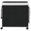 Laundry Basket with Wheels Black 60 X 35 X 60.5 Cm Rattan