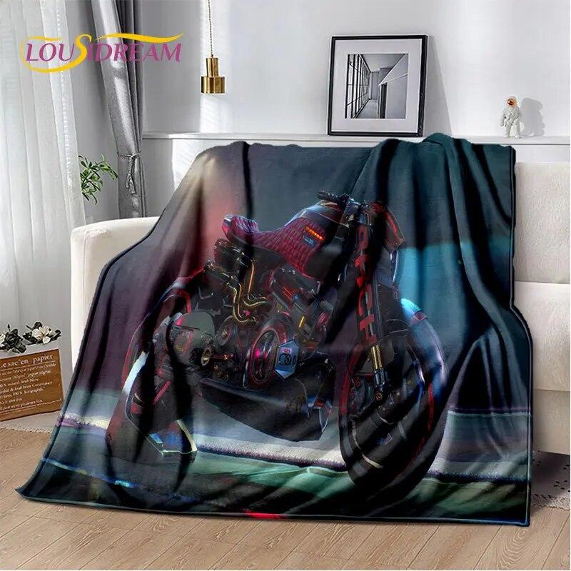 3D Cyberpunk Concept Motorcycle Cartoon Soft Plush Blanket,Flannel Blanket Throw Blanket for Living Room Bedroom Bed Sofa Picnic