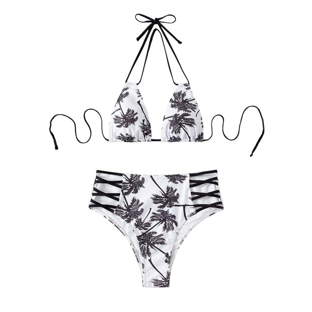 Women's Swimwear With Chest Pad Push-up Two-Piece Swimsuit Tank Top With Panties Slim Fit Printed Swimwear