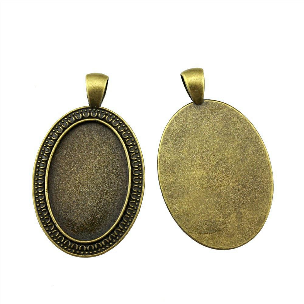 Antique Flower Frame Oval Bezel Charms For DIY Projects Glass Blank Tray Base