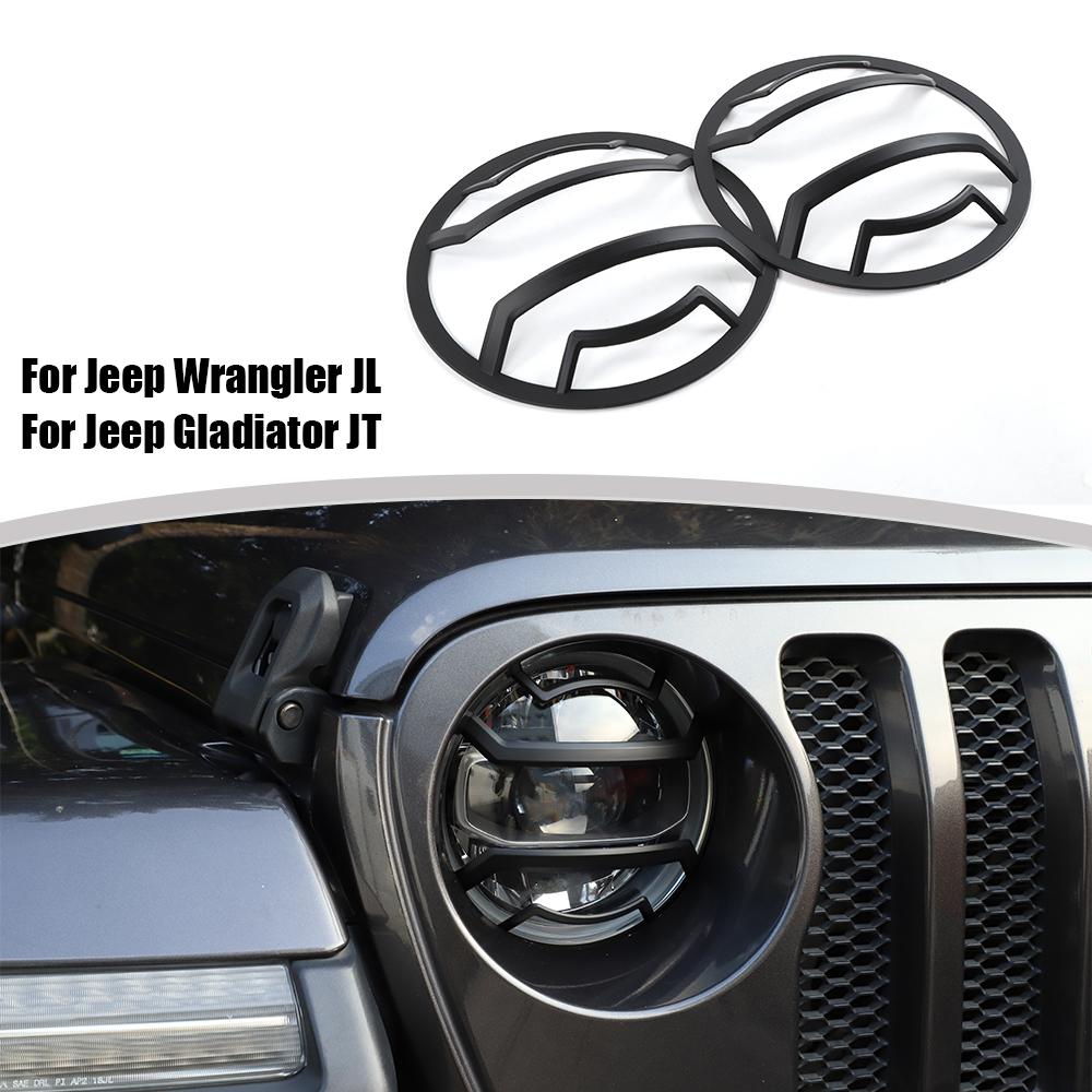 

Автомобильные ABS Передние фары Защитное украшение Отделка Наклейки на крышку для 2018-2023 Jeep Wrangler JL и Gladiator JT, черный