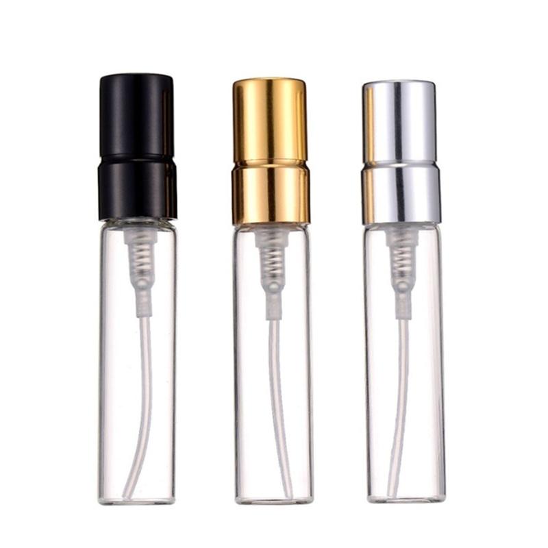 Wholesale 50PCS 2ML 3ML 5ML 10ML Gold Sample Thin Glass Vials Mini Empty Cosmetics Bottle Perfume Bottle Glass Spray Bottle