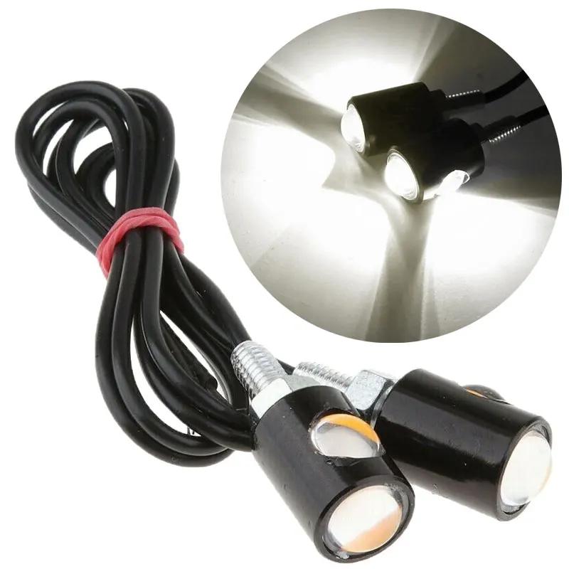 LED Motorcycle Signal Lamp Number License Plate Light Mini Turn Signal Eagle Eye Shape Tail Rear Light Brake Fog Lamp Bulb 2PCS