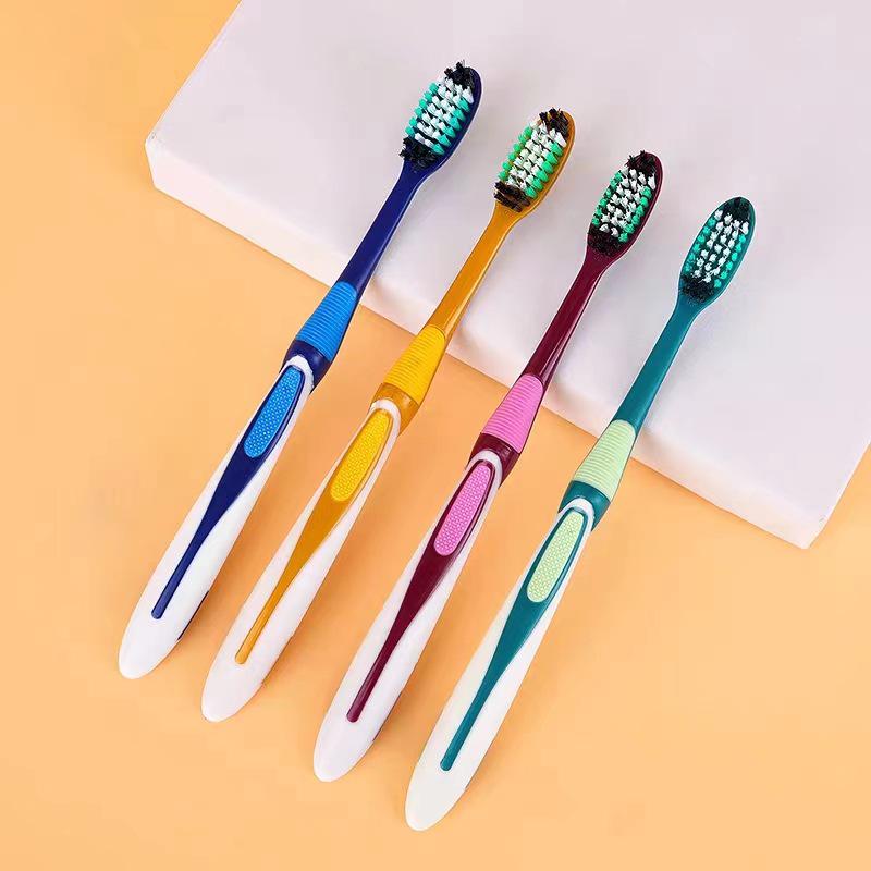 

Зубная щетка для взрослых со средней щетиной для глубокой чистки, удаляет пятна от зубов и курения, в индивидуальной упаковке