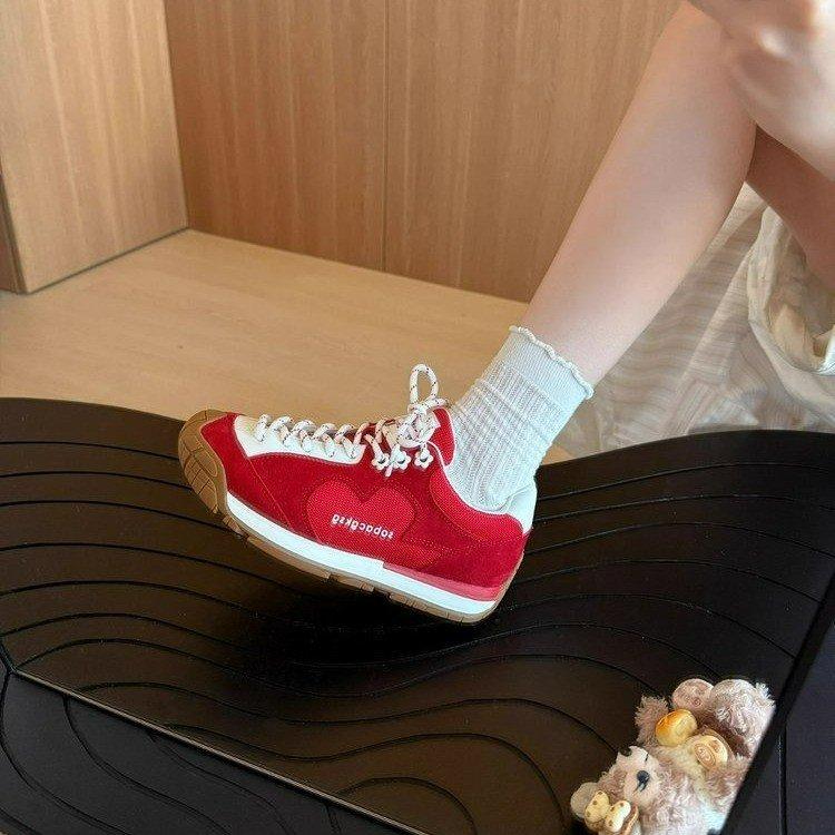 Retro Forrest Gump training shoes women's platform flower stray shoes 2025 new breathable versatile casual sports jogging shoes