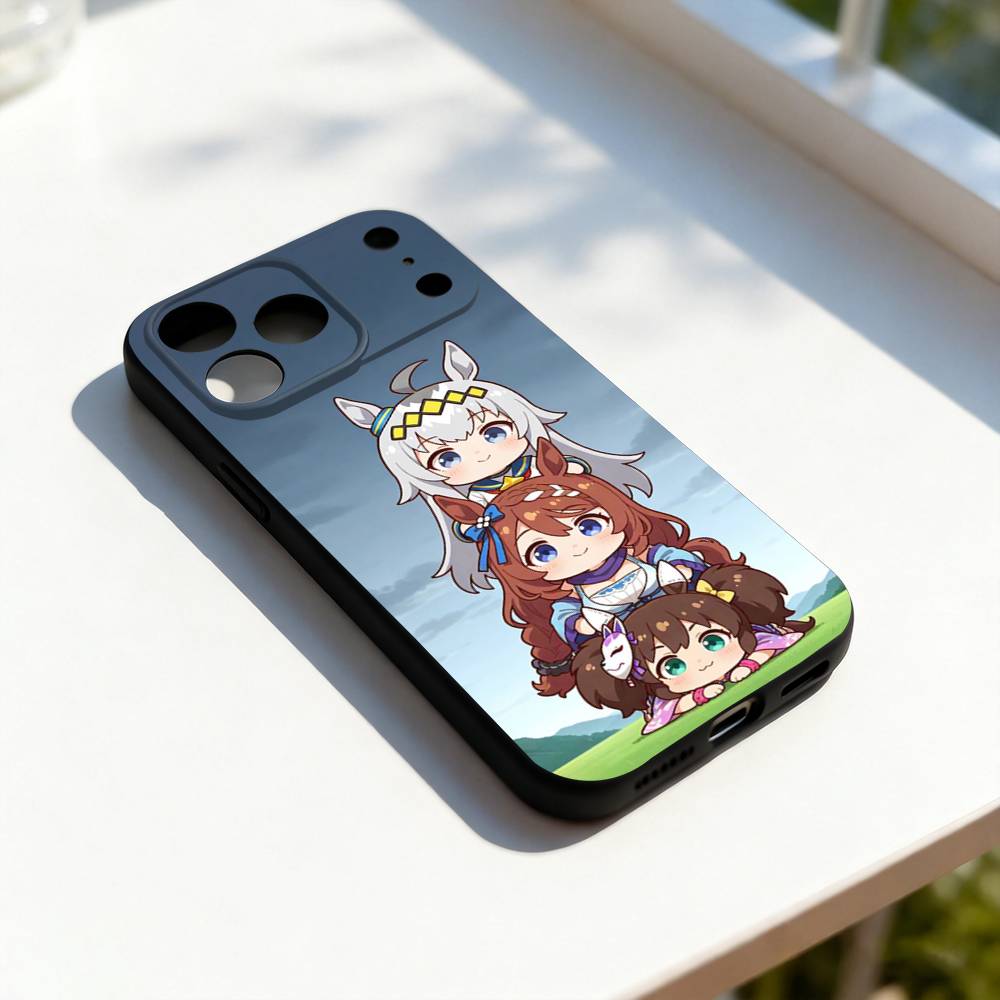 

U-Uma Derby Oguri Cap Cute Phone Case Silicone Black Soft For iPhone 17,16,15,14,13,12,11,Pro,Max,Plus,E,SE4,Air,Mini iPhone11