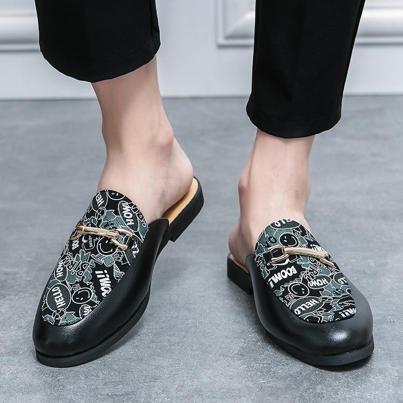 Übergröße 45 46 Sommer Halbschuhe Herren Pantoletten Offene Slipper Leder Semi-Slipper Freizeitschuhe Herren Slides Flache Sandalen