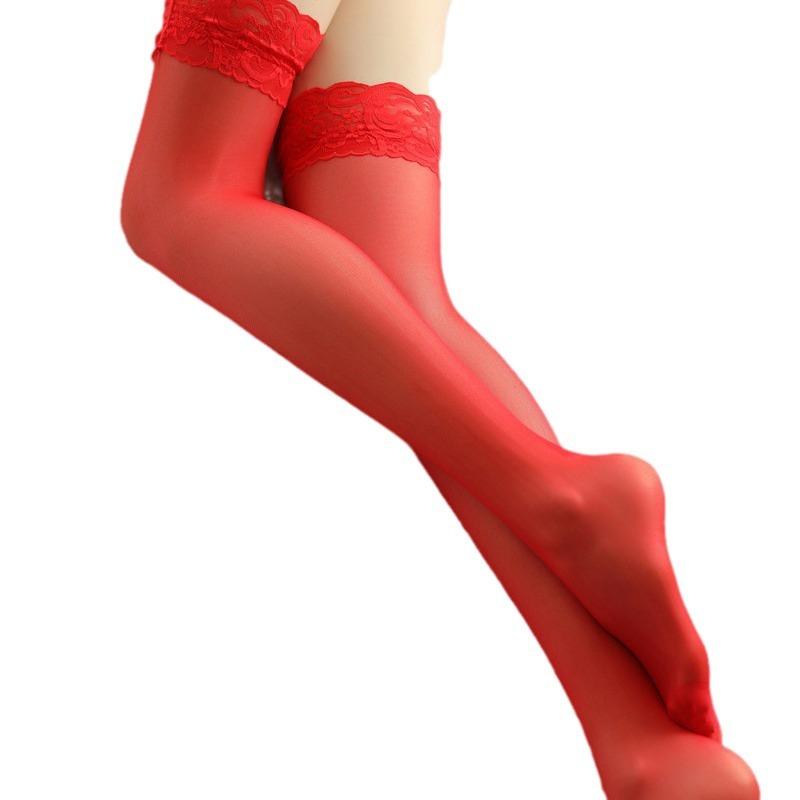 Sexy Lace Trim Sheer Over Knee Thigh High Stockings For Women