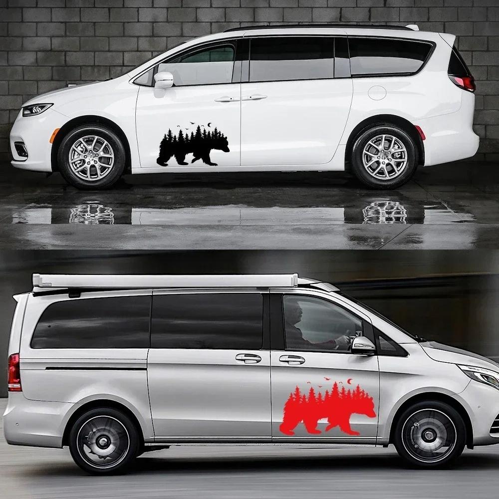 Bear Nature Forest RV Vinyl Decal Car Body Sticker Motorhome Caravan Van Camper Personalized Auto Decoration Decal Accessories