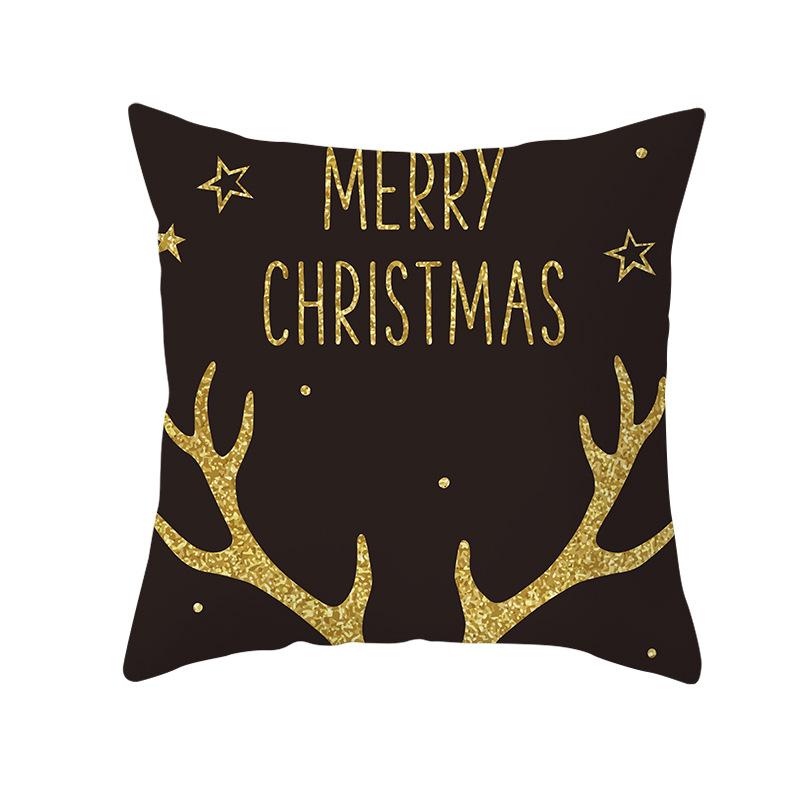 

1pc Black Golden Marry Christmas Cushion Cover Antler Durable Cover 2025 New for Home Ornament Xmas New Year Christmas Decor 45x45cm