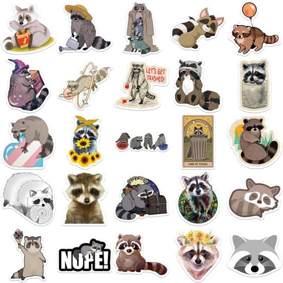 50Pcs Graffiti Stickers Self-adhesive Waterproof Strong Stickiness Exquisite Pattern Wide Application Decorative PVC Lovely Cartoon Animal    Supplies