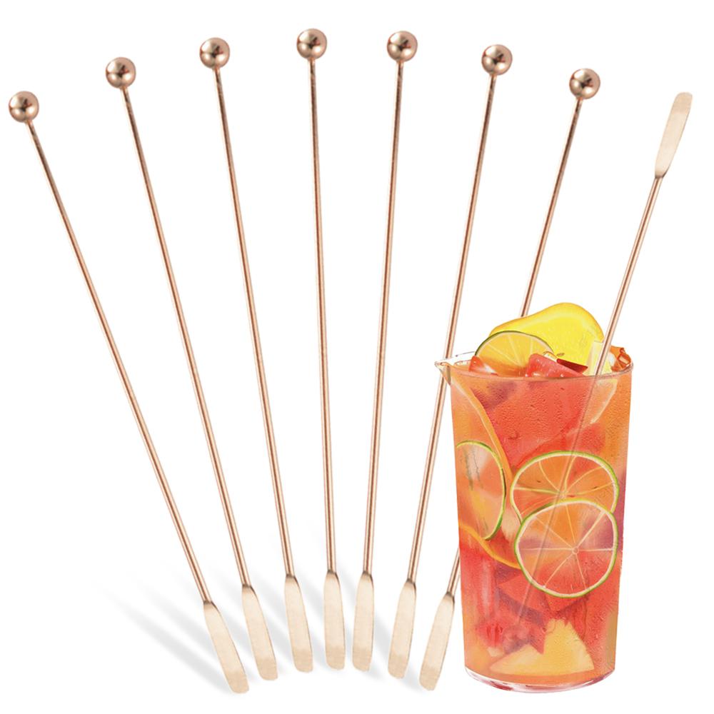 Silver 304 Stainless Steel Cocktail Picks Bar Tools Drink Stirring Sticks Drinks Decoration Reusable Fruit Sticks Cocktail Picks