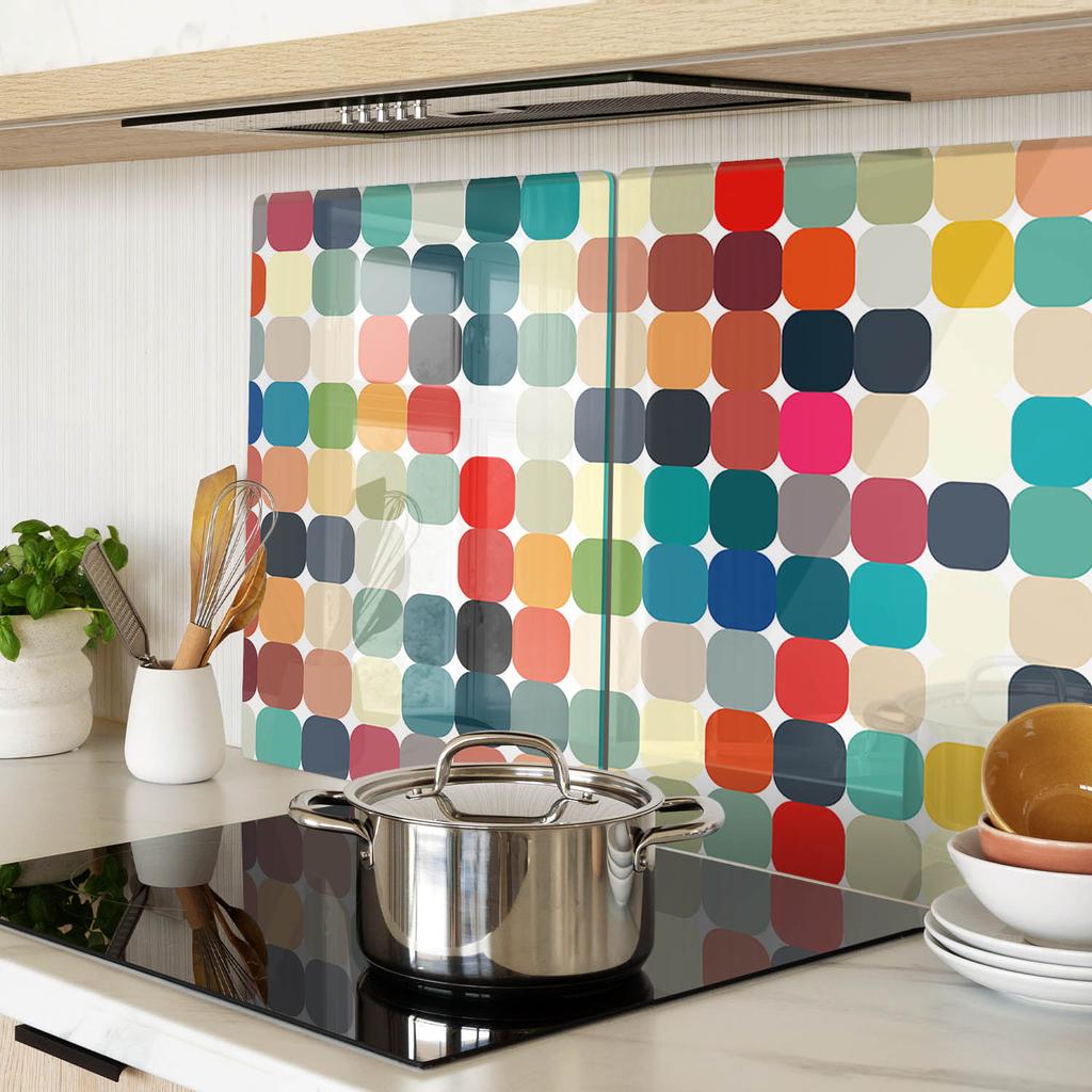 Stylish and Durable Glass Boards with Geometric Shapes Print 2x40x52 cm