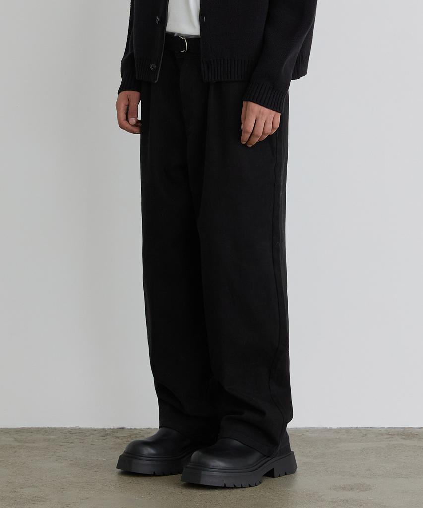 TMAKER Belted Washed Cotton Pants Bk