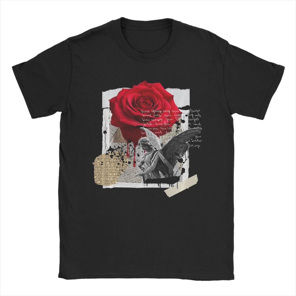 Vintage Streetwear Grafik Dunkelblumen Urban Ästhetik T-Shirts für Männer Rundhals Reines Baumwoll-T-Shirt Kurzarm-Tees Party