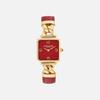 Cass Gold-Tone Square  Ladies’  Watch with Red Dial  14504358