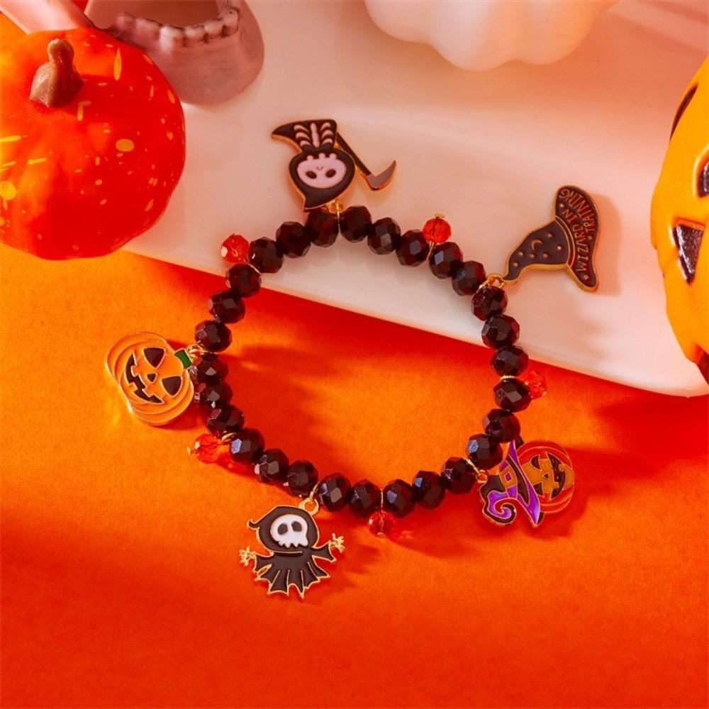 Zinc Zinc Zinc Alloy Pumpkin Pendant Bracelets Gothic Crystal Beaded Bracelet  Accessories