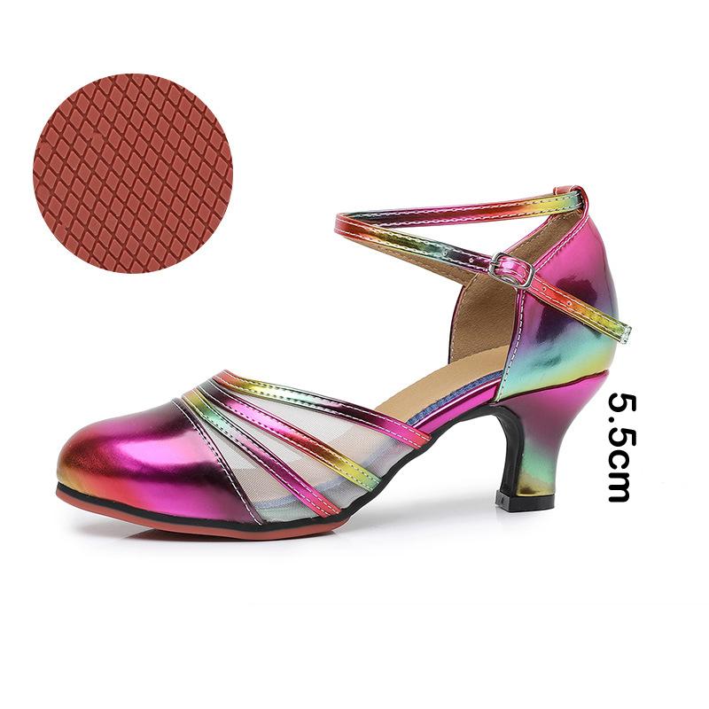 Women's Latin Dance Shoes Indoor Outdoor 5.5 Cm High Heel Adult Latin Dance Shoes Women's Salsa Tango Dance Hall Party Shoes