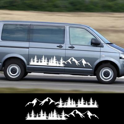 2PCS Autocollants de Porte Latérale de Voiture Arbre Montagne Forêt Décalcomanie Auto Accessoires Pour Volkswagen VW Multivan TRANSPORTER T5 T6 Toyota Elfa