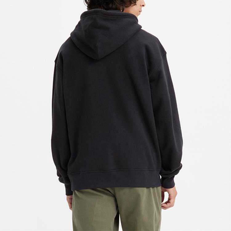 Levis Letter Print Pullover Hoodie Long Sleeve Sweatshirt Men Hoodies Black 38479-0218