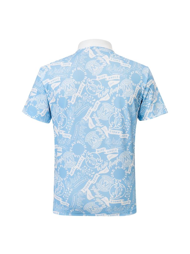 WIDEANGLE Co Reindeer Graphic Polo Shirt M_Ice Blue