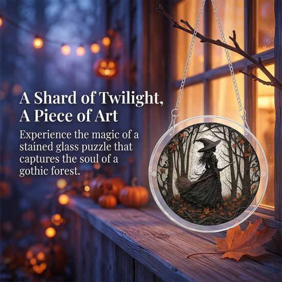 Xiaobudian Halloween Acrylic Puzzle Suncatcher Window Hanging,7.87 Inch Sun Catcher Decoration Ornament, Ideal for Gifting and Home Decor