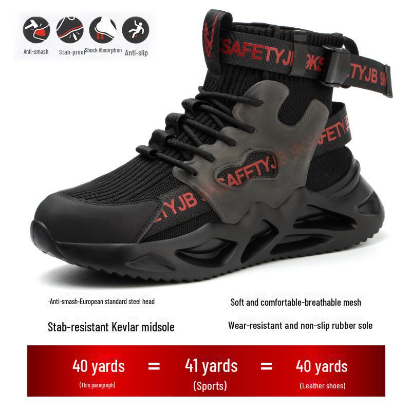 Breathable Lightweight Men's Steel Toe Work Shoes - Anti-Smash, Anti-Puncture, High-Top Safety Footwear
